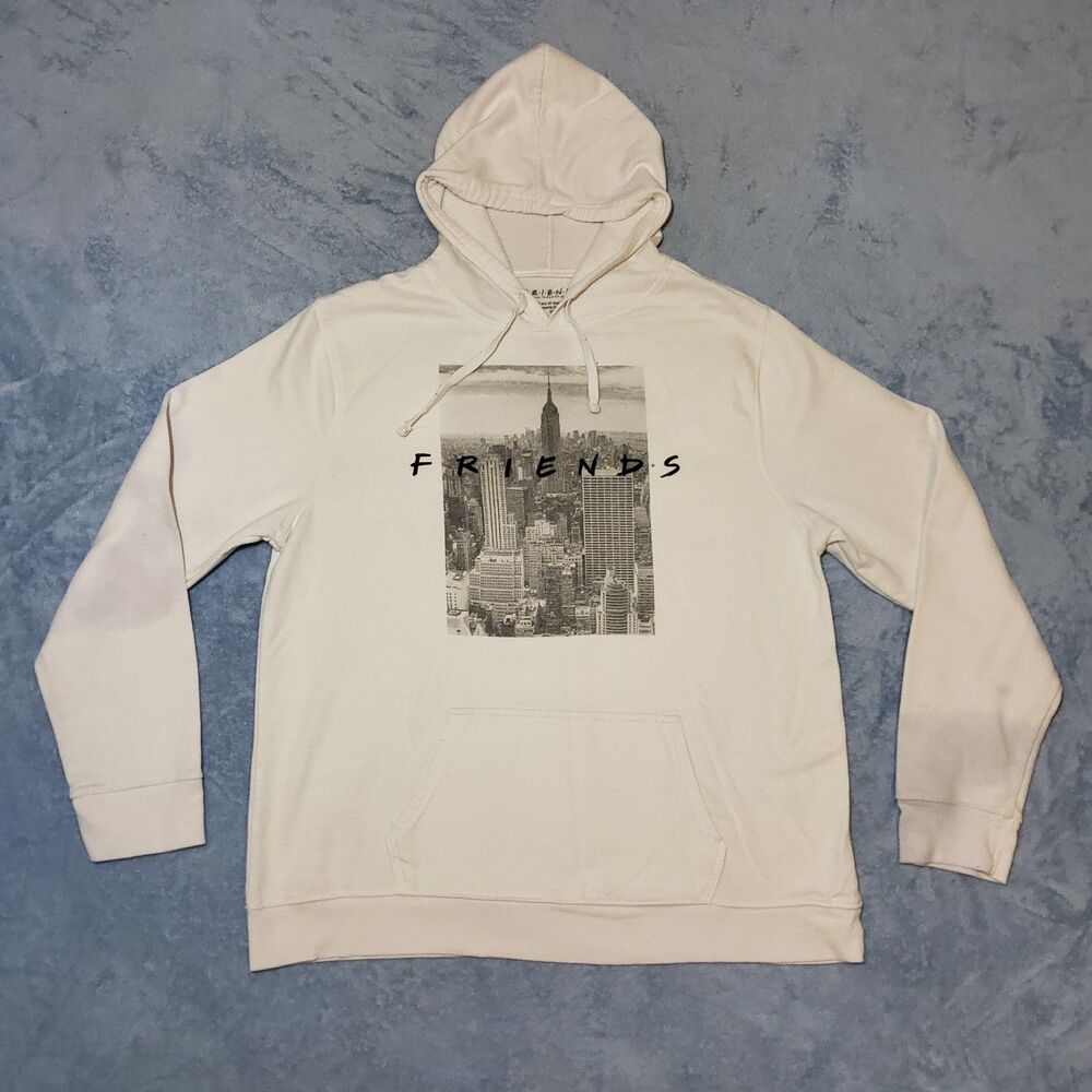 Friends TV Show Hoodie Size 2XL White New York City Skyline Graphic Sweatshirt